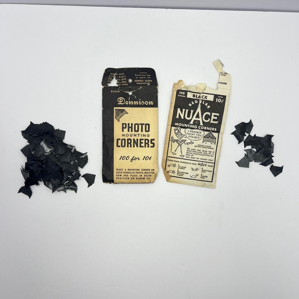 Vintage Dennison NuAce Black Photo Mounting Corners Lot of 2‎ Scrapbook Ephemera